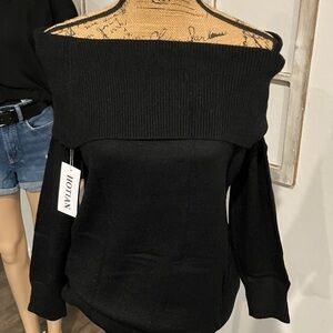 Elegant Black Off-Shoulder Sweater